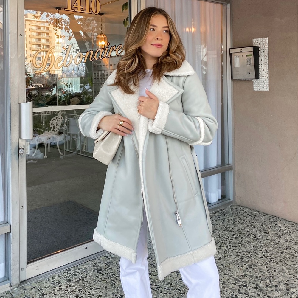 Sanna Faux Shearling Lined Faux Leather Trench Coat